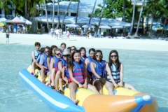 All 20 of us on a banana boat made for 15